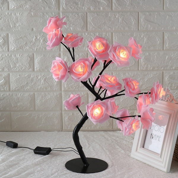 Rose LED Tree Lamp - Small Decorative Table Lamp for Ambient Lighting, ( Free Shipping )