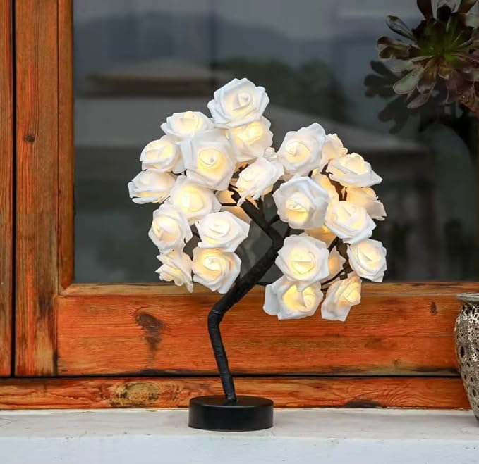 Rose LED Tree Lamp - Small Decorative Table Lamp for Ambient Lighting, ( Free Shipping )