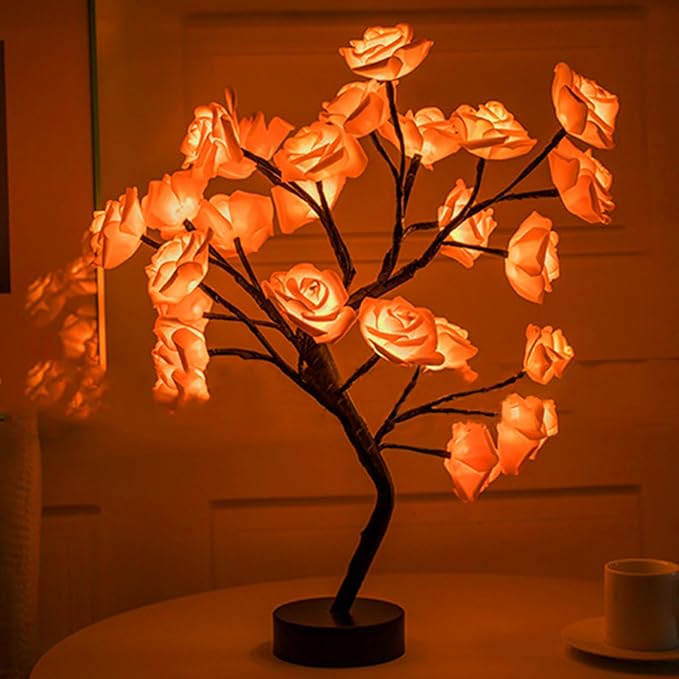 Rose LED Tree Lamp - Small Decorative Table Lamp for Ambient Lighting, ( Free Shipping )