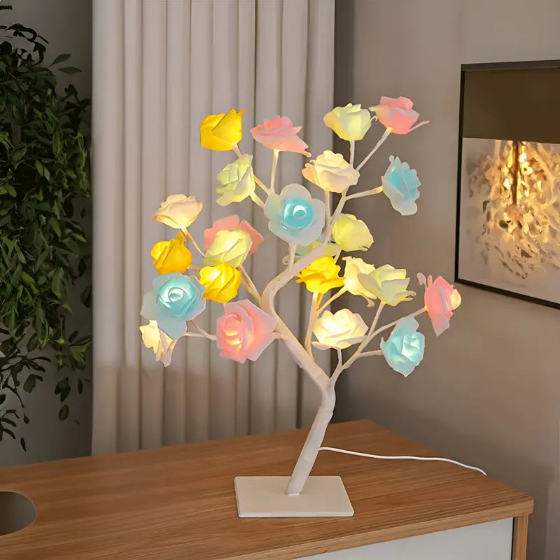 Rose LED Tree Lamp - Small Decorative Table Lamp for Ambient Lighting, ( Free Shipping )