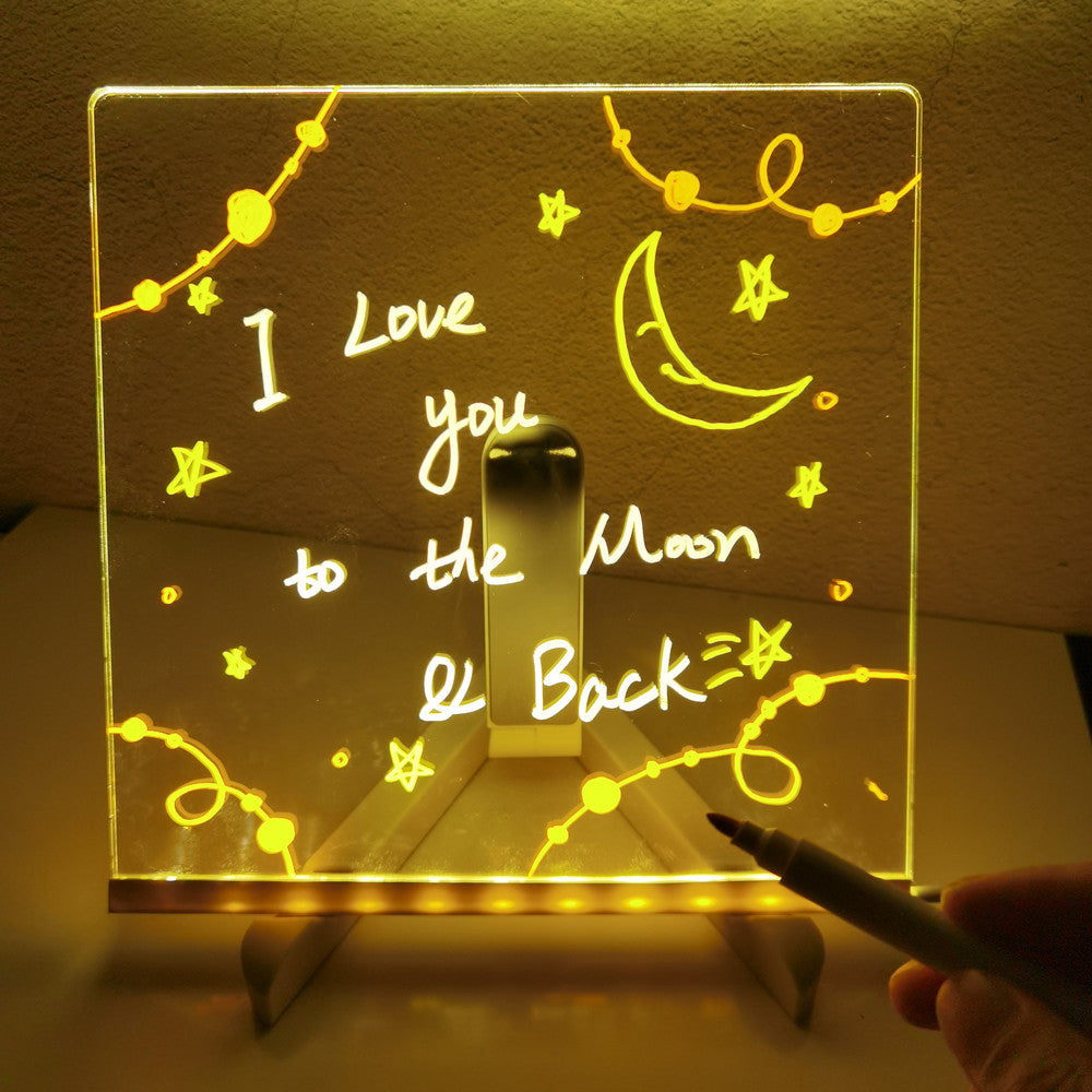 Acrylic DIY Note Board LED Night Light Creative Message Board Holiday Lamp With 7Pens