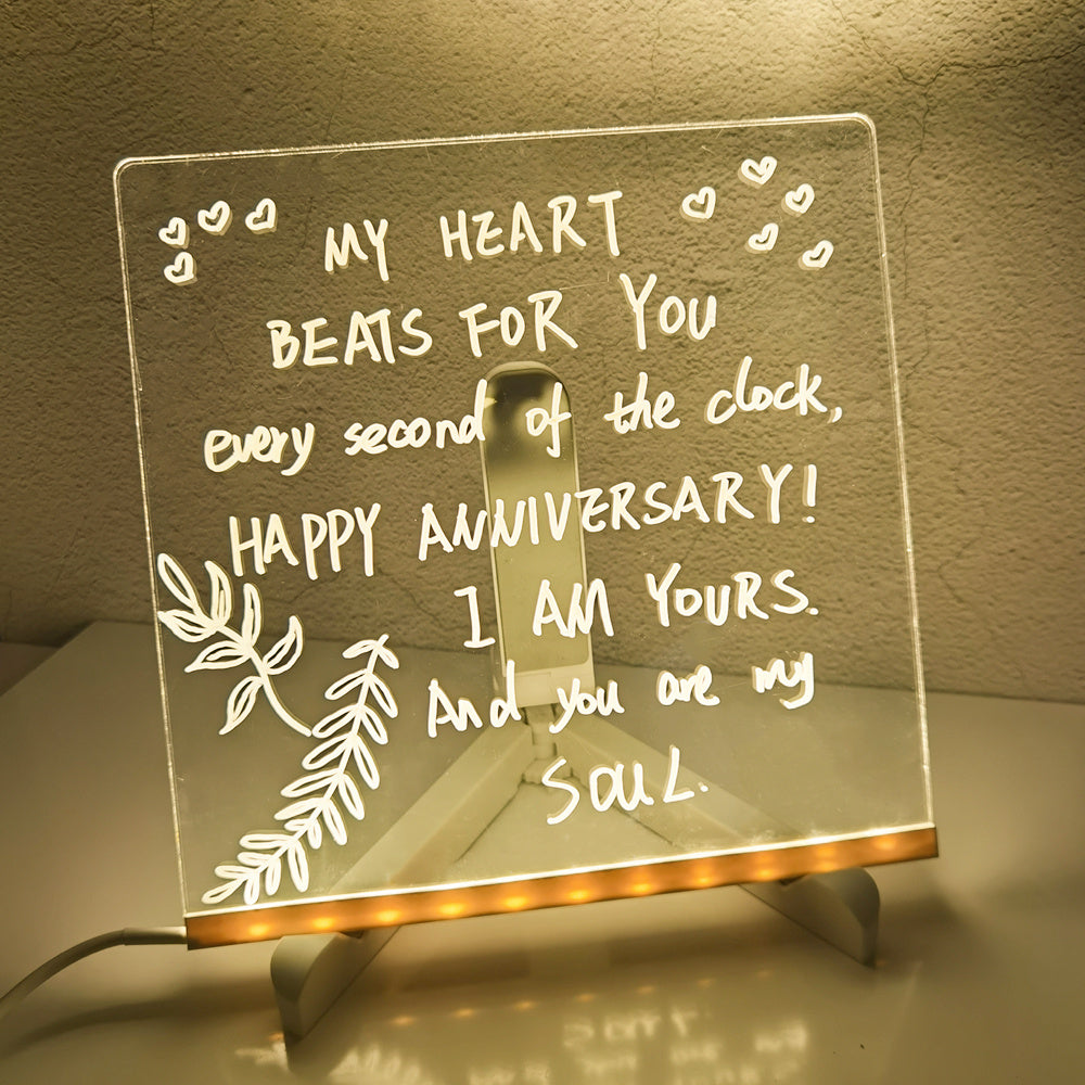 Acrylic DIY Note Board LED Night Light Creative Message Board Holiday Lamp With 7Pens