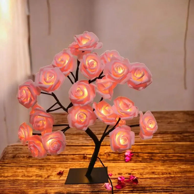 Rose LED Tree Lamp - Small Decorative Table Lamp for Ambient Lighting, ( Free Shipping )