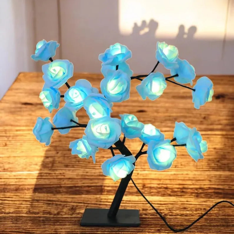 Rose LED Tree Lamp - Small Decorative Table Lamp for Ambient Lighting, ( Free Shipping )